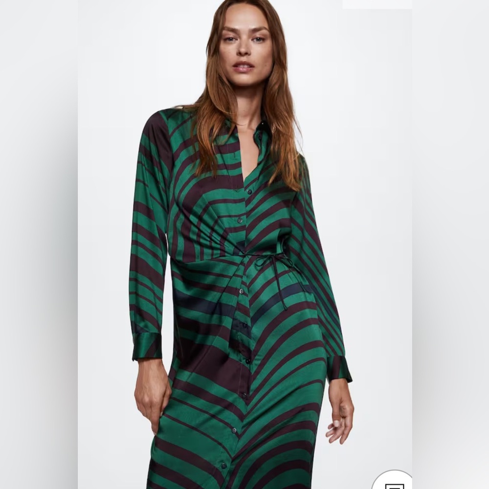 Mango - Satin Shirt Dress